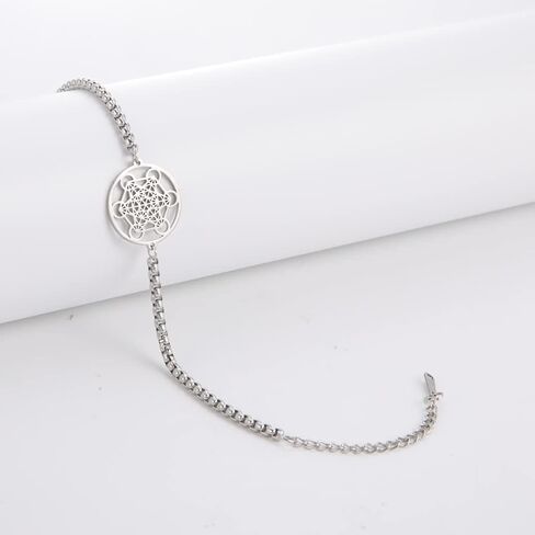 Metatron's Cube Bracelet for Men Women Archangels King Solomon Seal Coin Link Bracelet Stainless Steel Geometry Hollow Out Chains for Men Amulet Jewelry in Saudi Arabia