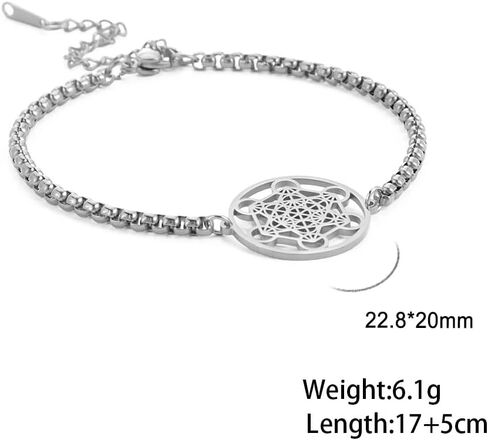 Metatron's Cube Bracelet for Men Women Archangels King Solomon Seal Coin Link Bracelet Stainless Steel Geometry Hollow Out Chains for Men Amulet Jewelry in Saudi Arabia