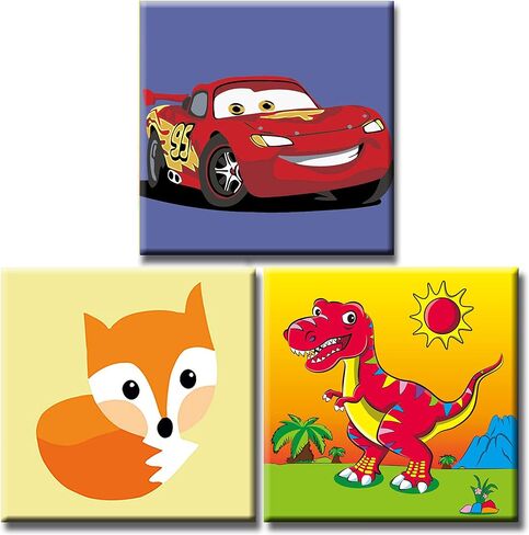 Hiolife 3 Pack Paint by Number Kits for Kids, 8X 8 inch Framed,Colorful Animals Oil Painting Kits for Girls and Boys, Painting Sets for Childrens,Home Wall Decor in Saudi Arabia