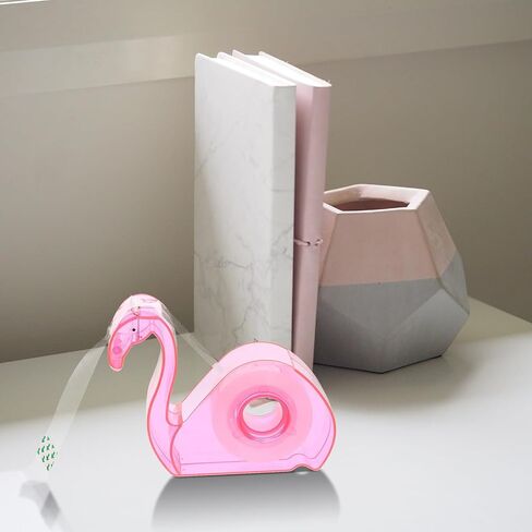 LUOZZY Tape Dispenser Cartoon Flamingos Tape Holder Portable Tape Cutter School Office Accessory - Pink in Saudi Arabia