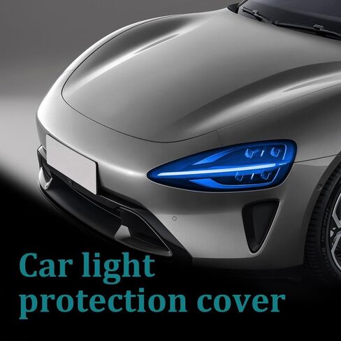 12×48 Inch Car Light Tint Film, Shiny Chameleon Headlights Tail Lights Fog Lights Films, Self Adhesive Vinyl Film Sticker Sheet Roll, Universal Auto Modification Cover for Most Models (Light Blue) in Kuwait