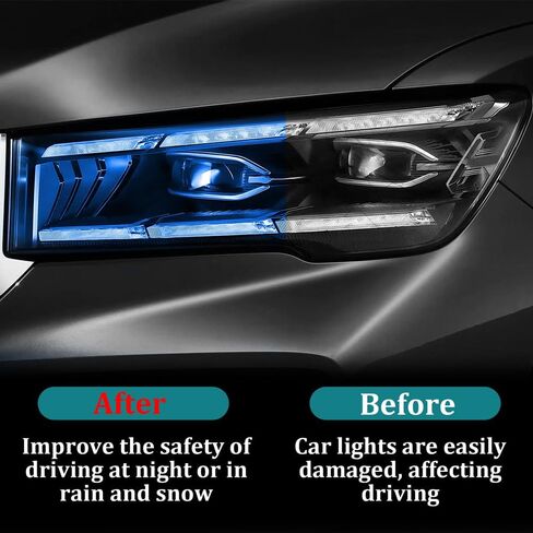 12×48 Inch Car Light Tint Film, Shiny Chameleon Headlights Tail Lights Fog Lights Films, Self Adhesive Vinyl Film Sticker Sheet Roll, Universal Auto Modification Cover for Most Models (Light Blue) in Kuwait