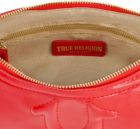 حقيبة كتف نسائية من True Religion، حقيبة يد صغيرة للسفر مع شعار حدوة الحصان، باللون الأحمر in Kuwait