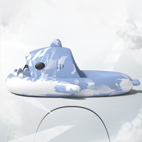 Cysincos Shark Slides for Women and Men Novelty Pillow Slippers Open Toe Slide Sandals Anti-Slip Beach Pool Shower Shoes with Cushioned Thick Sole in Saudi Arabia