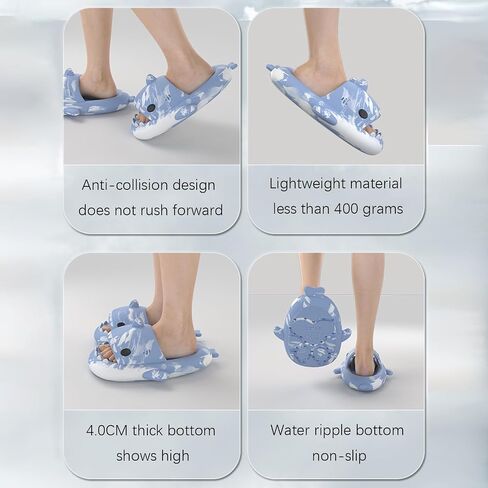 Cysincos Shark Slides for Women and Men Novelty Pillow Slippers Open Toe Slide Sandals Anti-Slip Beach Pool Shower Shoes with Cushioned Thick Sole in Saudi Arabia