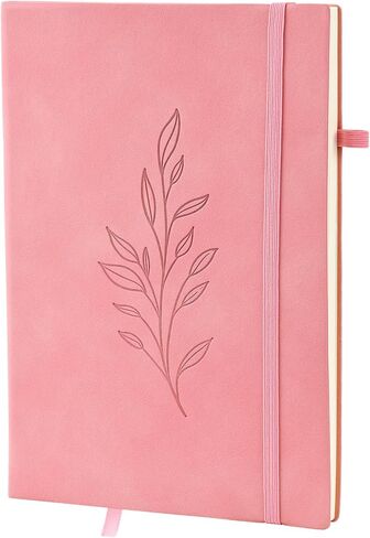 ZQZYMXQ A5 Lined Notebook Journal for Women Men, 200 Pages, Leaf Leather Notebooks for Work Note Taking (Beige) in Saudi Arabia