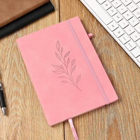 ZQZYMXQ A5 Lined Notebook Journal for Women Men, 200 Pages, Leaf Leather Notebooks for Work Note Taking (Beige) in Saudi Arabia