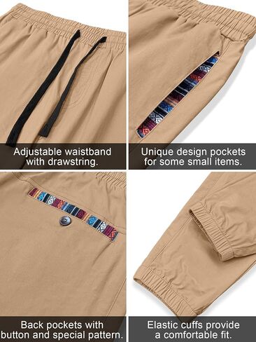 HOTake Mens Joggers Pants Elastic Waistband Khaki Pants Mens Drawstring Jogger with Signature Pockets in Saudi Arabia