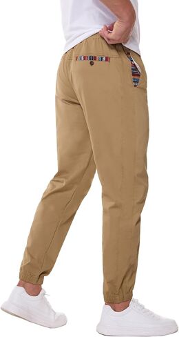 HOTake Mens Joggers Pants Elastic Waistband Khaki Pants Mens Drawstring Jogger with Signature Pockets in Saudi Arabia