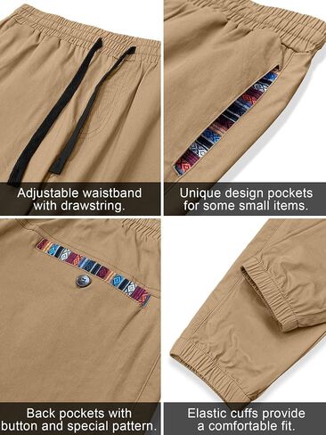 HOTake Mens Joggers Pants Elastic Waistband Khaki Pants Mens Drawstring Jogger with Signature Pockets in Saudi Arabia
