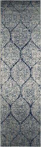 SAFAVIEH Madison Collection Area Rug - 8' x 10', Navy & Silver, Glam Ogee Trellis Distressed Design, Non-Shedding & Easy Care, Ideal for High Traffic Areas in Living Room, Bedroom (MAD604G) in Saudi Arabia