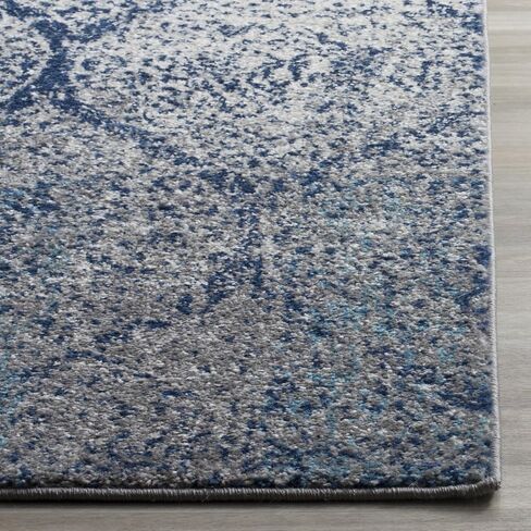 SAFAVIEH Madison Collection Area Rug - 8' x 10', Navy & Silver, Glam Ogee Trellis Distressed Design, Non-Shedding & Easy Care, Ideal for High Traffic Areas in Living Room, Bedroom (MAD604G) in Saudi Arabia