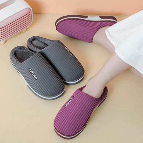 Men's and women's cotton slippers, autumn and winter warm home slippers, comfortable thick bottom non-slip plush slippers, suitable for indoor/outdoor in Saudi Arabia