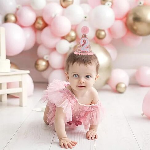 قبعة مخروطية لعيد الميلاد الثاني، قبعة عيد ميلاد بيضاء لامعة مع قبعة قوس قزح لعيد الميلاد باللون الوردي لحفلة عيد الميلاد، قبعة دعائم صور عيد ميلاد لامعة للأولاد والبنات in Kuwait