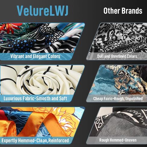 35 inch Silk Like Head Scarf for Women, Large Square Satin Scarf - Luxuriously Soft Fashion Accessory - Gift Packed in Saudi Arabia