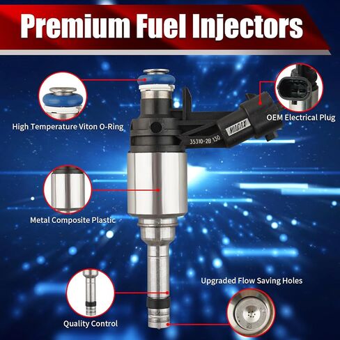 Set of 4 Fuel Injectors 35310-2B130 FJ1146 Replacement Compatible with Hyundai Accent Kia Rio 2012-2016 1.6L L4 - Replaces 35310-2B110 in Saudi Arabia