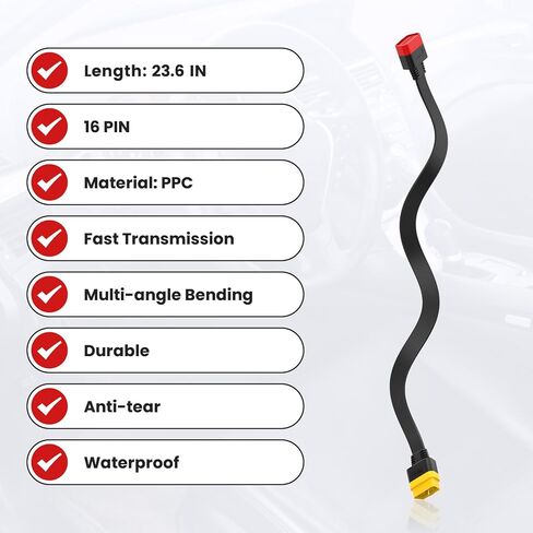 JDIAG obd2 تمديد كابل كامل 16pin ذكر إلى أنثى obdii تمديد كابل للسيارة obd التشخيص موسع سلك موصل رشاقته المواد (60 سنتيمتر/2ft) in Kuwait