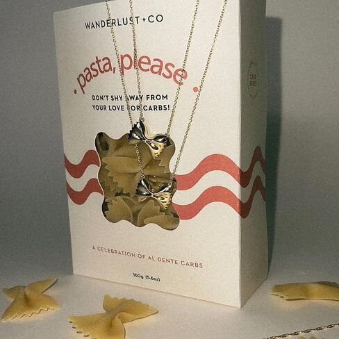 Wanderlust + Co Bow Tie Pasta Gold Necklace 14K Gold Plated Jewelry Hypoallergenic Shower-safe in Saudi Arabia