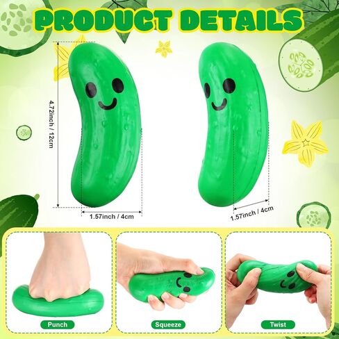10 Pcs Food Stress Balls Funny Inspirational Stress Toys Gifts Squeezable Foam Stress Relief Balls for Adult Employee Teacher Party Favors (Pickle) in Kuwait