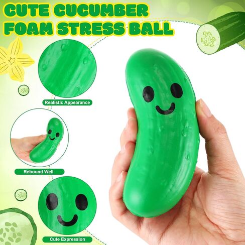 10 Pcs Food Stress Balls Funny Inspirational Stress Toys Gifts Squeezable Foam Stress Relief Balls for Adult Employee Teacher Party Favors (Pickle) in Kuwait