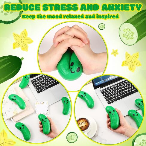 10 Pcs Food Stress Balls Funny Inspirational Stress Toys Gifts Squeezable Foam Stress Relief Balls for Adult Employee Teacher Party Favors (Pickle) in Kuwait