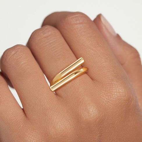 Gold Rings for Women Trendy 14K Gold Plated Cubic Zirconia Heart Cross Stackable Rings Simple Statement Rings Finger Gold Jewelry Gifts in Kuwait