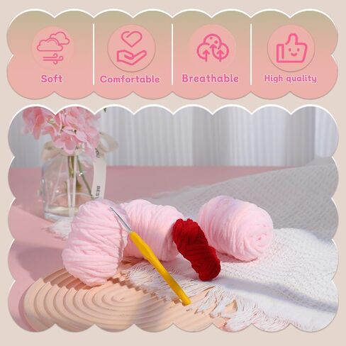 KEKEMEOW The Pink Snake Crochet Kit for Beginner, Learn to Crochet, Beginner Crochet Kit for Adults Crochet Starter Kit with Step-by-Step Video Tutorials and Soft Yarns, Hook in Saudi Arabia