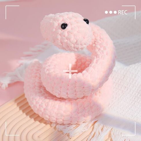 KEKEMEOW The Pink Snake Crochet Kit for Beginner, Learn to Crochet, Beginner Crochet Kit for Adults Crochet Starter Kit with Step-by-Step Video Tutorials and Soft Yarns, Hook in Saudi Arabia