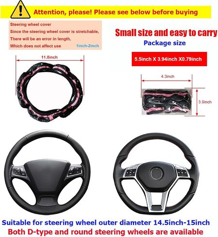 Bling Car Steering Wheel Cover, Non-Slip Elastic Stretch Leather Auto Steering Wheel Protector, Sparkling Diamond Vehicle Decor Accessories for Women Girls, Universal for Vehicles (Red) in Saudi Arabia