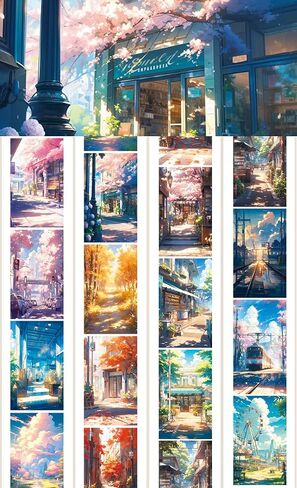 Landscape PET tape flower washi paper special oil girl character collage washi tape for DIY journal book (90697) in Saudi Arabia