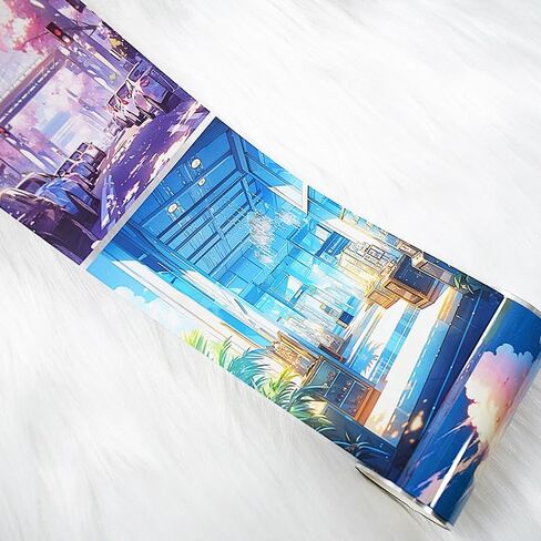 Landscape PET tape flower washi paper special oil girl character collage washi tape for DIY journal book (90697) in Saudi Arabia