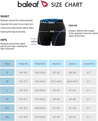 BALEAF Men's 3D Padded Bike Shorts Cycling Underwear MTB Liner 2 PACK S in Saudi Arabia