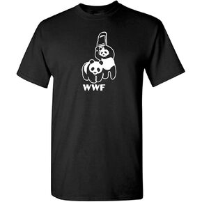 DIRTYRAGZ Men's WWF Funny Panda Bear Wrestling T Shirt Black