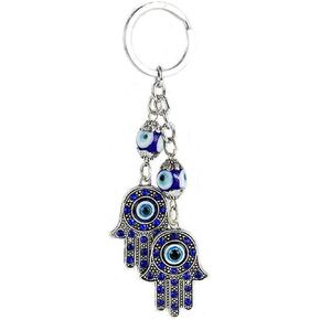 AUGEN Evil Eye Keychain Blue Peacock Design, Good Luck Charms Protection Key Ring For Women And Men (Pack of 1)