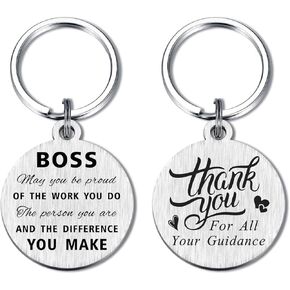 Yobent Boss Christmas Keyring Gifts for Men Women, Merry Christmas Boss Key Ring Present, Thank You Boss Gift Ideas for Xmas Birthday Thanksgiving