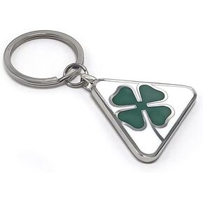 Creative keychain Car keychain Quadrifoglio Four Leaf Clover Cloverleaf Key Chain Green white silver