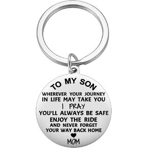 To My Son Keychain, Mother to Son Gift from Mom, Father to Son Gift from Dad, Son Gifts for Birthday Graduation Christmas