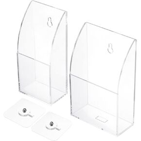 PATIKIL Remote Control Holder, Acrylic Media Storage Box Wall Mounted 2 Slot Caddy Organizer for Home Office, Clear