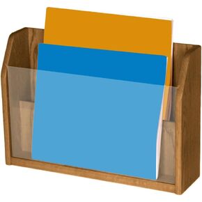 Wooden Mallet 2-Pocket Countertop Newspaper Display, Light Oak