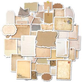 80 Pcs Vintage Scrapbook Paper Stickers, Retro Label Stickers for scrapbooking, Aged Writing Paper Stickers Aesthetic Junk Journal Supplies Aesthetic Stickers in Brown Tones for DIY Crafts