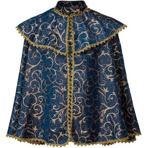 CosplayDiy Medieval Cape Men Vintage Print Shawl Cape Tudor Cloak Costume Victorian Prince Cape for Adult