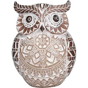 Adorable Owl Figurine for Shelf or Tray - Cute Chubby Owl Figurine Boho Decor for Shelf Desktop Cabinet Fireplace Mantel Bathroom Decor Accents