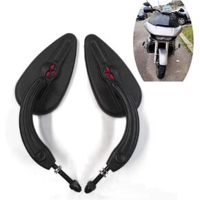 HTTMT MT383-SC-BK Black Teardrop Skull Zombie Mirrors Compatible with Sportster Dyna Touring Dyna Wide Glide EFI FXDWGI