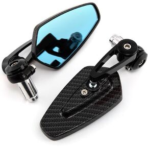 7/8'' 22mm Motorcycle End Bar Mirror Universal Foldable Motorbike Side Mirror for Bobber Cafe Racer Street bike (Gold)