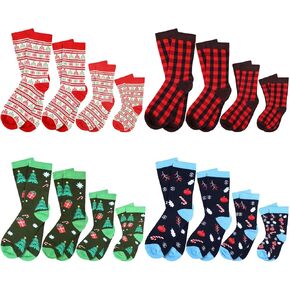Liitrsh 16 Pair Christmas Socks Christmas Family Matching Socks Cotton Holiday Crew Socks