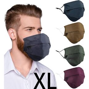 قناع وجه اللحية للرجال الملتحين، قناع وجه أسود كبير جدًا مقاس XL مع سلك أنف، قابل للغسل، قابل لإعادة الاستخدام، قابل للتنفس، حلقات أذن قابلة للتعديل، أزياء للبالغين من قماش القطن العادي، مكعب بوكاس بارا هومبر