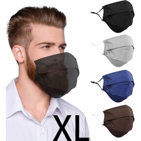 Beard Face Mask for Bearded Men, Extra Large XL Facemask with Nose Wire Washable Reusable Breathable Adjustable Ear Loops Fashionable Adult Stripe Cotton Cloth Fabric Madks, cubre bocas para hombres