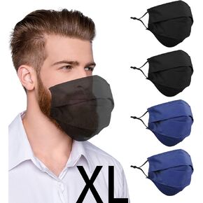 Beard Face Mask for Bearded Men, Extra Large XL Facemask with Nose Wire Washable Reusable Breathable Adjustable Ear Loops Fashionable Adult Stripe Cotton Cloth Fabric Madks, cubre bocas para hombres in Kuwait