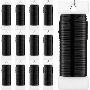 Ferraycle 12 Pack Floral Wire 38 Yards 22 Gauge Flexible Paddle Wire Florist Wire Christmas Wire for Crafts, Christmas Wreaths Tree, Garland and Floral Flower Arrangements (Green)