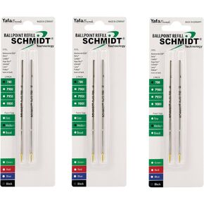 Schmidt A3 700 Ballpoint, Refill Nickel Silver Tip Medium Point, Black, 6 Pack Blister (SC58212)